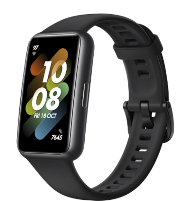 ساعت هوشمند هوآوی مدل Band 7، مناسب برای ورزش، دارای قابلیت‌های صفحه نمایش لمسی، کنترل سطح اکسیژن خون، بند سیلیکون، فرم صفحه مستطیل