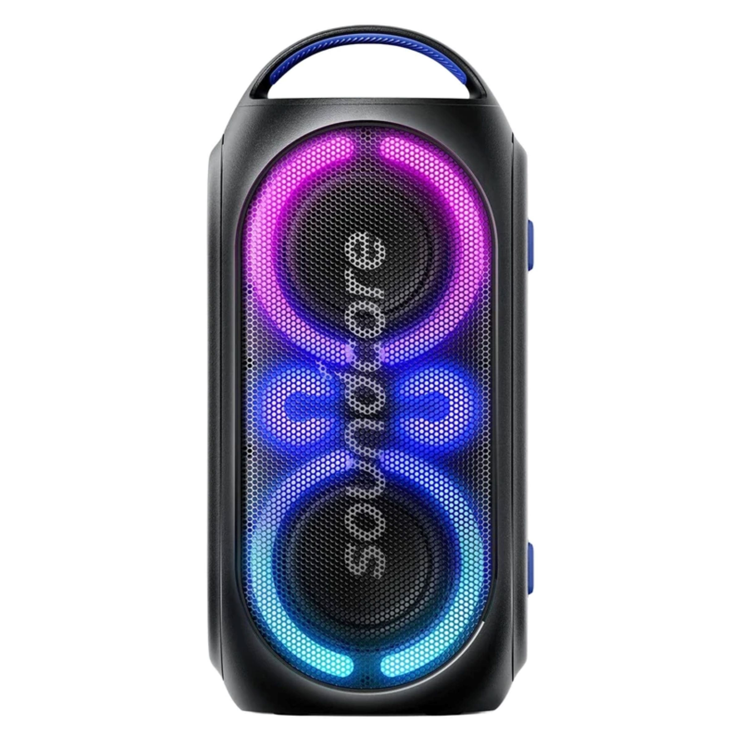 اسپیکر بلوتوثی قابل حمل انکر مدل Soundcore Rave Party 2، مدت زمان پخش 16 ساعت، منبع انرژی باتری، درگاه ارتباطی شامل ورودی میکروفون و AUX، مقاوم در برابر آب